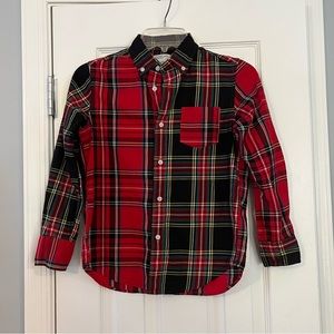J.Crew Crewcuts red and green Christmas plaid button down shirt
